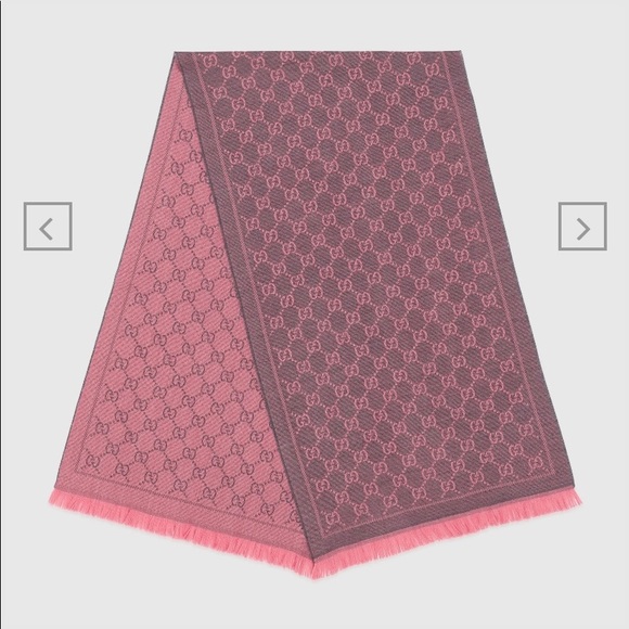 GG Womens Wool Scarf Graphite/Pink - NEW WITH TAGS - Picture 2 of 7